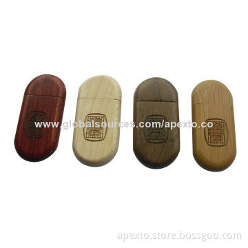 Wooden Oval USB Sticks with 16GB Storage Capacity, Support Password Protection and Bootable FunctionNew